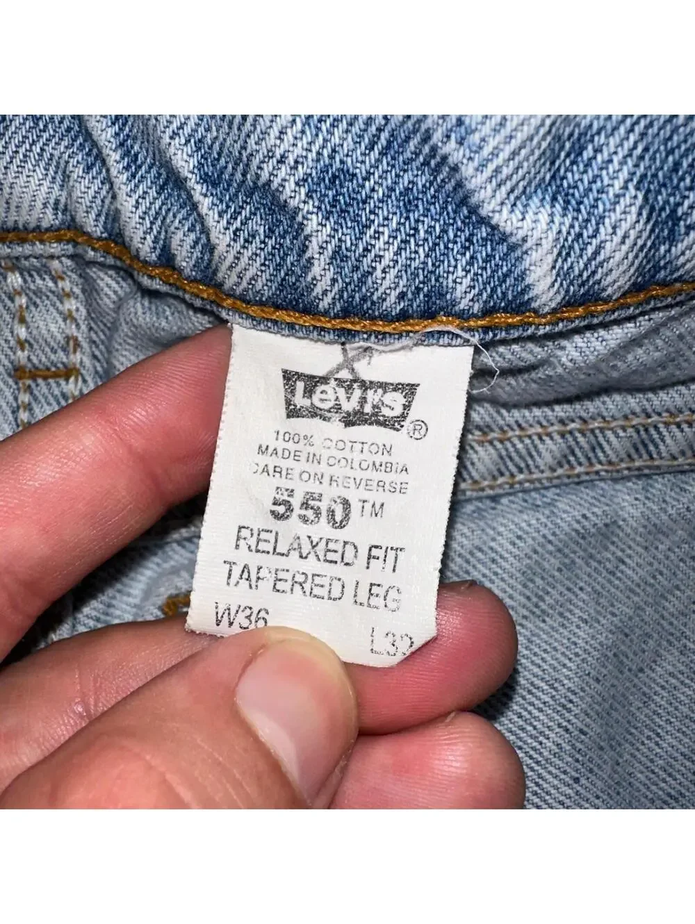 Levis 550 Vintage 90s USA Orange Tab Relaxed Blue Ligh Wash Jeans 36x32 Ac 33x30